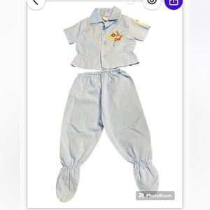Mayfair Vintage boys baby blue two-piece outfit. Newborn.